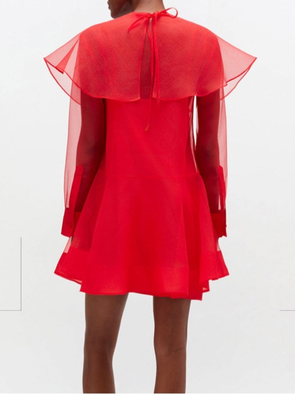 Ganni Size 6 Red Organza Circle Collar Dress - Picture 4 of 5